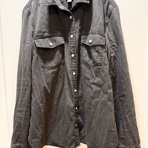 J. Crew Gray Denim Button-Up Shirt